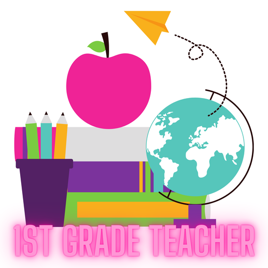 Pink Apple With Supplies Teacher Tshirt